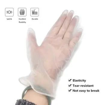 

100PCS Transparent Disposable Vinyl Glove PVC Gloves Protection Against acid alkali oil For Home Factories Work