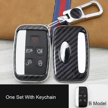 

Carbon Fiber Key Case Cover keyring For Land Rover RANGE ROVER SPORT Freelander 2 DISCOVERY 4 Evoque For jaguar XJ XF X-TY