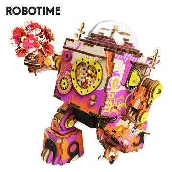 

Robotime ROKR Robot Model Steampunk Music Box 3D Wooden Puzzle Musical Toys Assembly Model Building Kit For Drop Shipping AM601