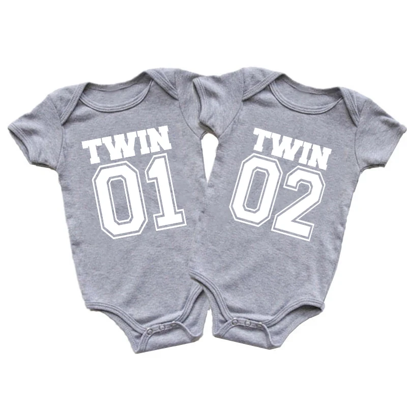 Twin Clothes Twins Matching Baby Bodysuit Cotton Boys Girls Onesies Newborn Baby Body Romper Summer Twins Outfits Gift for Twins 3