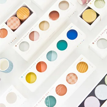 

8Pcs/Set Cute Solid Color Washi Tape Kawaii Grid Masking Tape Dot Decorative Tape For Sticker Scrapbooking DIY Photo Album