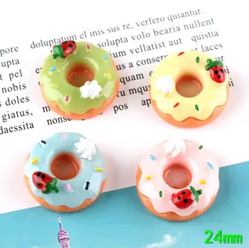 

Kawaii Sweet Strawberry Donuts Mini Resin Flatback Cabochons Scrapbooking for Phone Deco Embellishments Diy Accessories