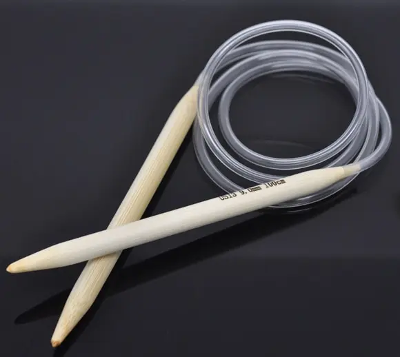 

9mm Bamboo Hand Sewing Circular Knitting Needle Set Crochet Hook Transparant Tube Craft Weaving Needlework Tool 100cm long, 1 PC