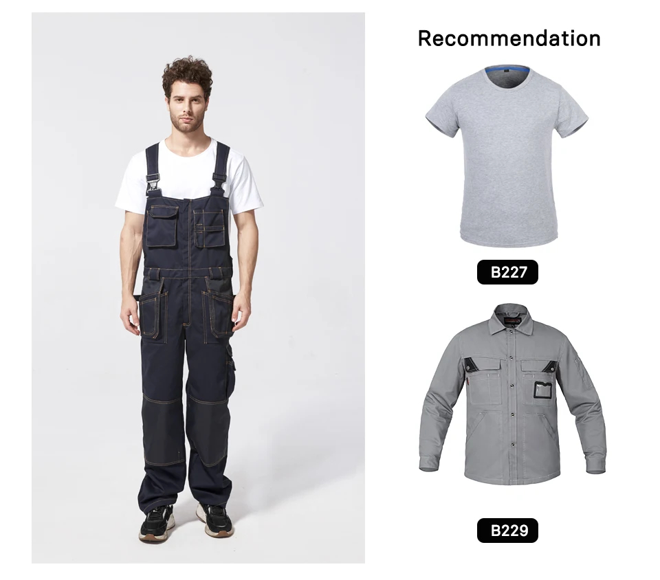 Description Picture 6 of itemWorkwear Overalls Work Bib and Brace Overall Pants Trousers Garage Dungarees Multi Pocket Work Mechanic Overalls with Knee Pads
