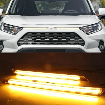 

1 Pair Yellow Turn Signal Function Car DRL LED Daytime Running Light Automobile Cover Decoration Light For Toyota RAV4 2019 2020