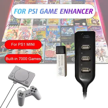 

Game Enhancer Plug Built-in 5000+ Games Open Source Simulator Expansion Pack 4-port Hub Stick for Playstation for PS1 Mini