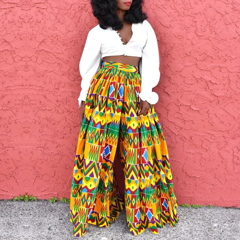 Women's pants Loose High Waist Wide Leg Pants Digital Printed Beach Casual harem Pants