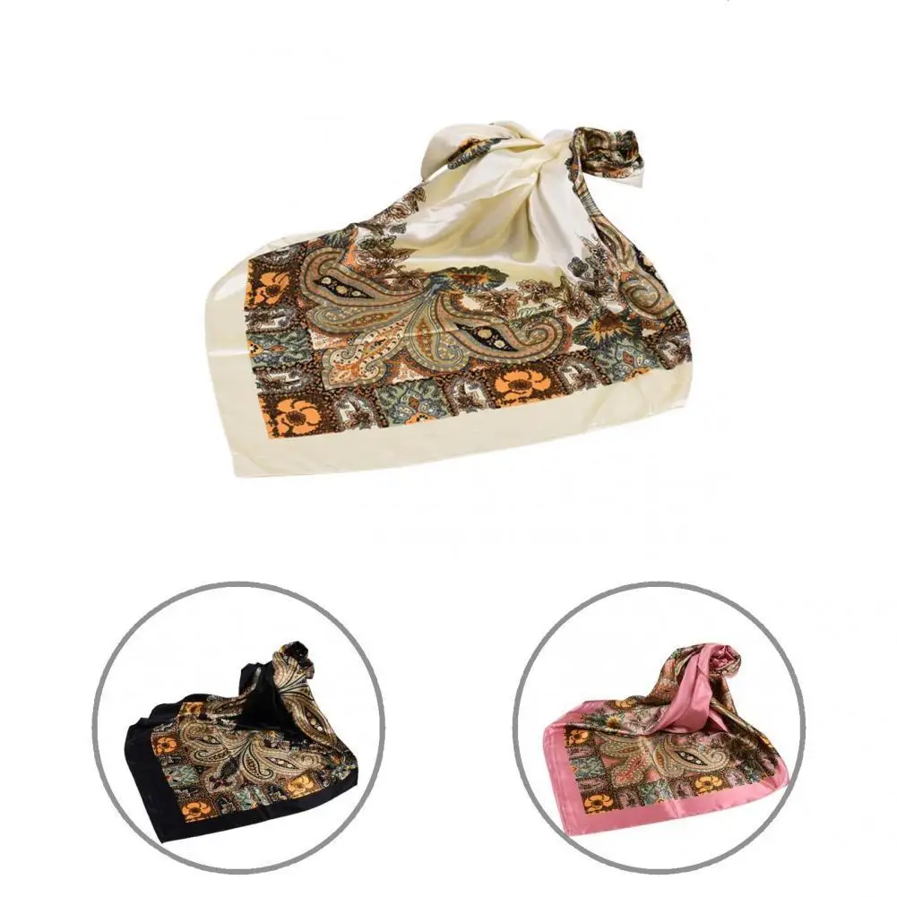 Breathable Elegant Big Cashew Flower Print Hair Scarf for Daily Life |