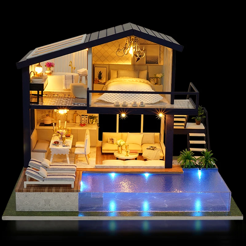 Деревянная мебель кукольный дом DIY миниатюрная коробка 3D Сборка Miniaturas кукольный домик наборы головоломки модель игрушки для детей подарок на день рождения