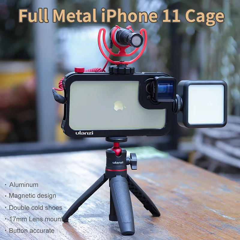 

Ulanzi Metal Phone Vlog Cage Protective Case 17mm Lens Interface Extension Cage For iPhone 11/iPhone 11 Pro/iPhone 11 Pro Max