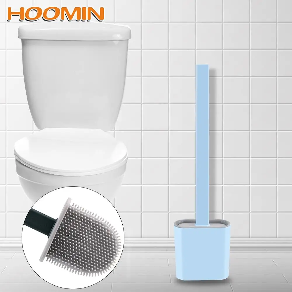 

Silicone Toilet Brush Bathroom Accessories Floor-Standing Rubber Head Holder Bathroom Cleaning Set Cleaning Brush with Base