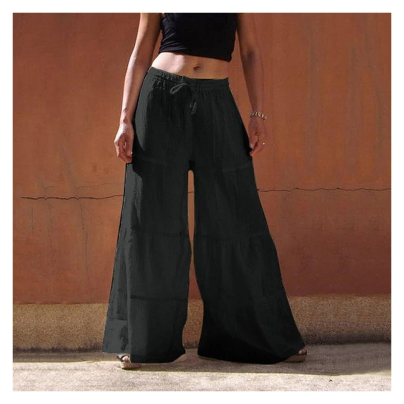 

Stacked Sweatpants Cargo Pants Women Fabric Leisure Pants Loose Women's Clothing Cotton Spring And Autumn Pure Color Elastic