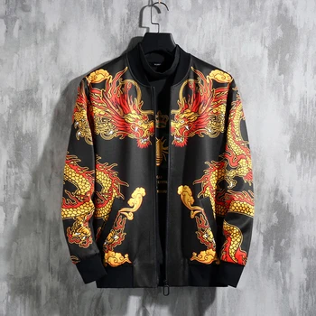 

Hombre Chaquetas Negras Autumn Chinese Style Print Jacket Men Bomber Jacket Vetement Homme Veste Big Size 6XL Chaquetas Hombre