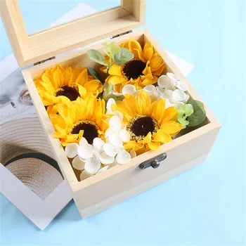 

Korean small fresh wooden soap flower gift box Christmas and valentine's day gifts Creative birthday gift
