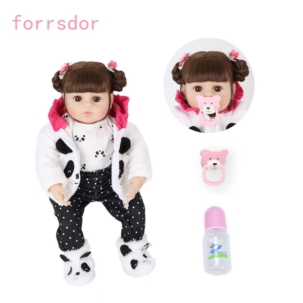 

New 19-inch soft silicone cute little panda bebe reborn doll realistic baby girl gives children the best birthday holiday gift