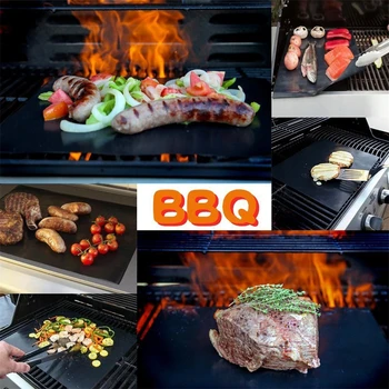 

10pcs Baking Mat BBQ Cooking Mat Kitchen Accessories Black Reusable Nonstick Sheet Oven Tray Kitchen Gadgets Kitchen accessories