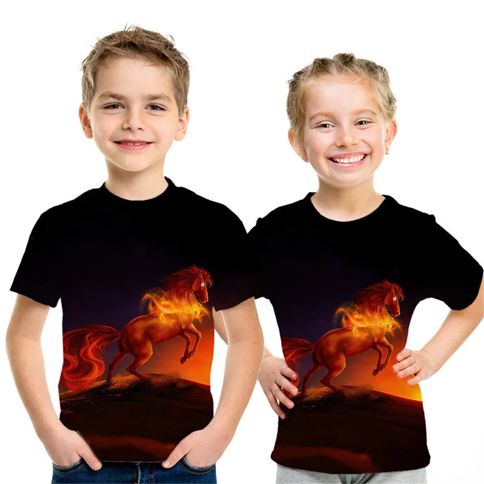 Коллекция года, летняя детская футболка с 3D изображением животных, Льва, волка, тигра, лошади, кота, леопарда, цветной Галактики, огня, брендовая дизайнерская футболка для мальчиков и девочек, футболка - Цвет: picture show NT-736