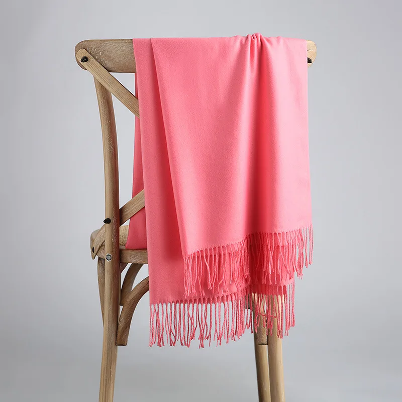 Весенний зимний теплый шарф для женщин шали и обертывания дамские пашмины однотонные длинные кашемировые шарфы хиджабы Палантин из фуляра femme - Color: 18