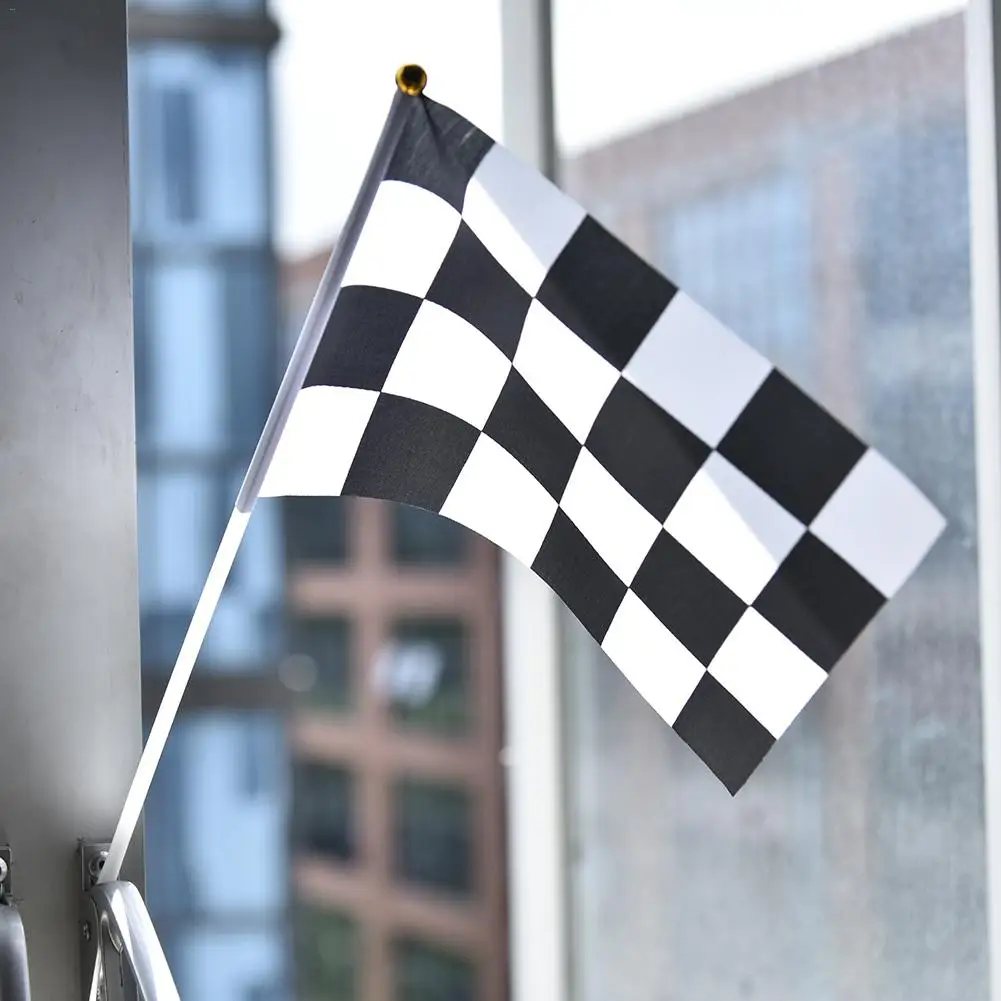 

10PCS Checkered Flags Racing Polyester Flags Black and White Flag for Racing Party Sport Events 14 x 21CM