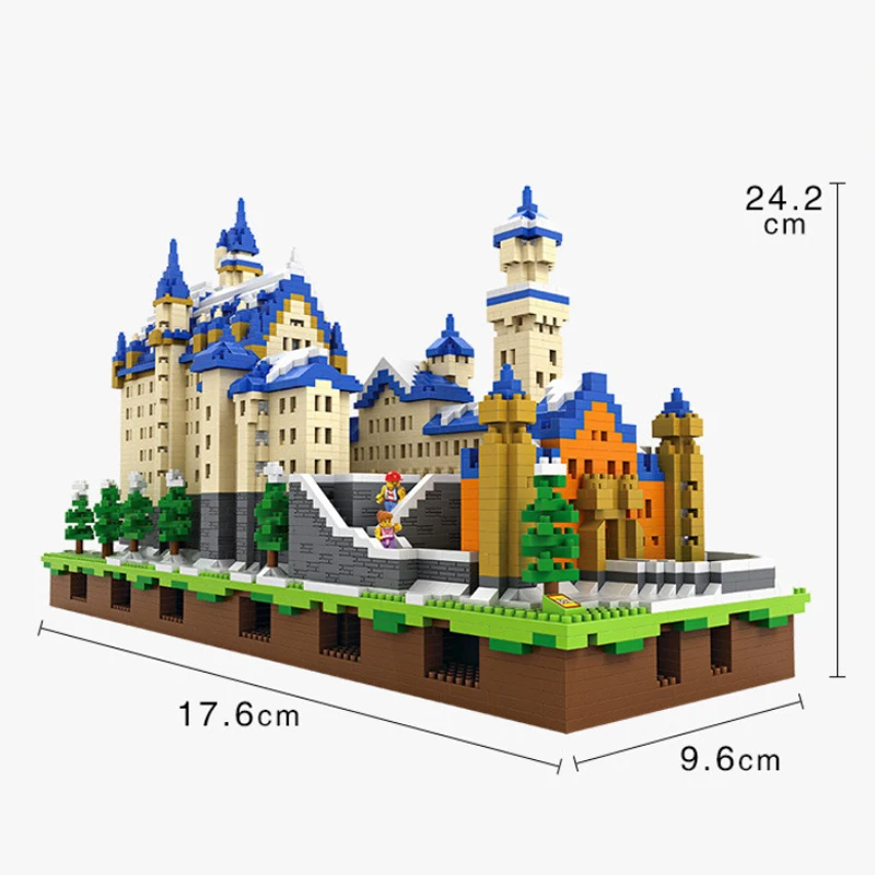 Всемирно известная архитектура микро алмазный строительный блок Германия Лебедь камень замок nanobricks с светильник коллекция игрушек