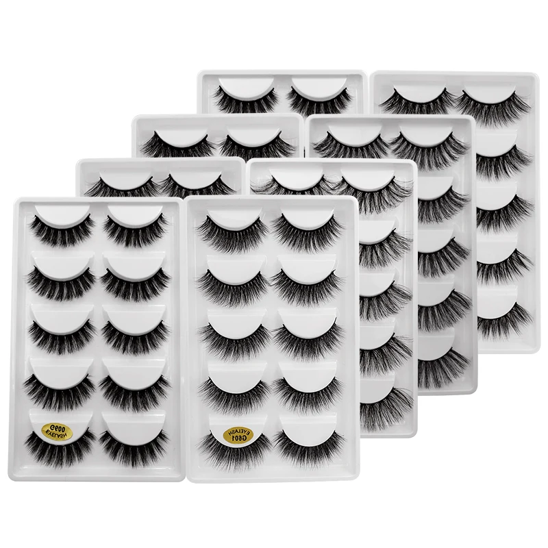 Ресницы норковые lashes10/20/50/100 коробок 5 пар натуральных накладных ресниц густые