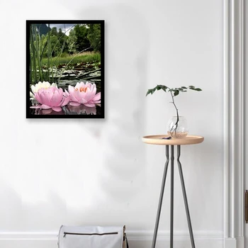 

Diamond Embroidery Flower Lotus Full Display DIY Cross Stitch Rhinestones Full Square Diamond Painting Decor Home