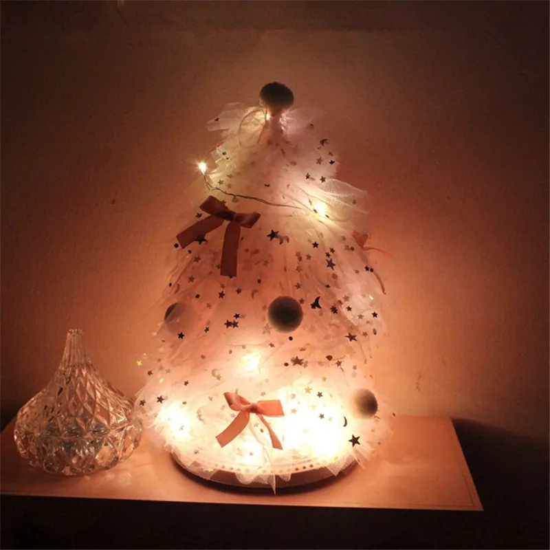 INS Girl Heart Desktop Decoration Pink Dreaming Christmas Tree Night Light Home Desktop Small Decoration Gift QW267