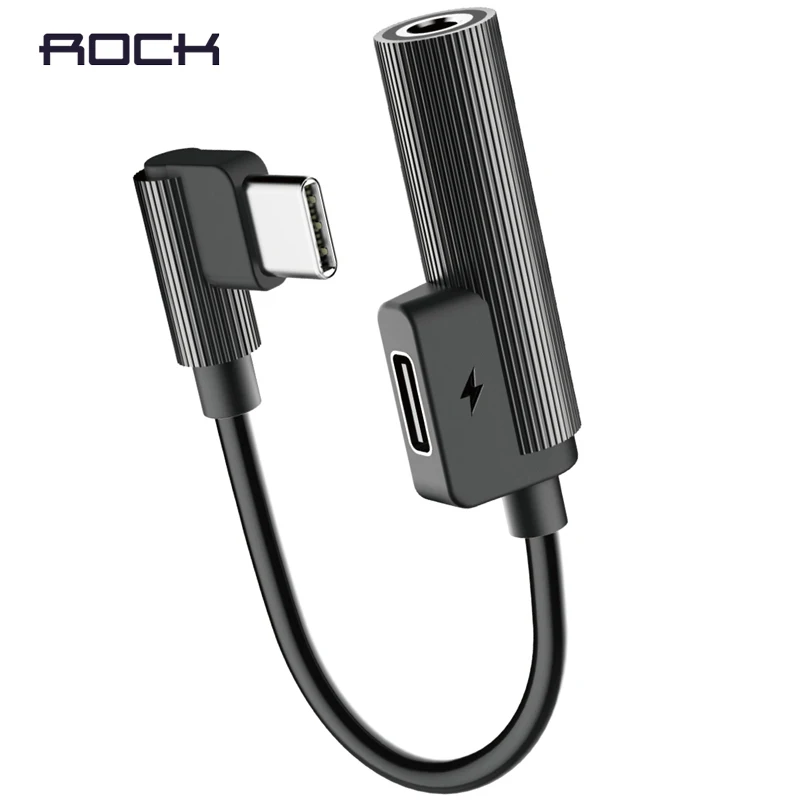 Адаптер для зарядки от ROCK Type C до 3 5 мм Aux аудио адаптер Huawei Mate 20 P30 Xiaomi Samsung Type-C OTG