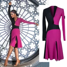 Туфли для латинских танцев Для женщин взрослый костюм новое платье для танцев с длинным рукавом, с бахромой, для танцев, тренировочная одежда, Румба Танго выступление Костюмы I143