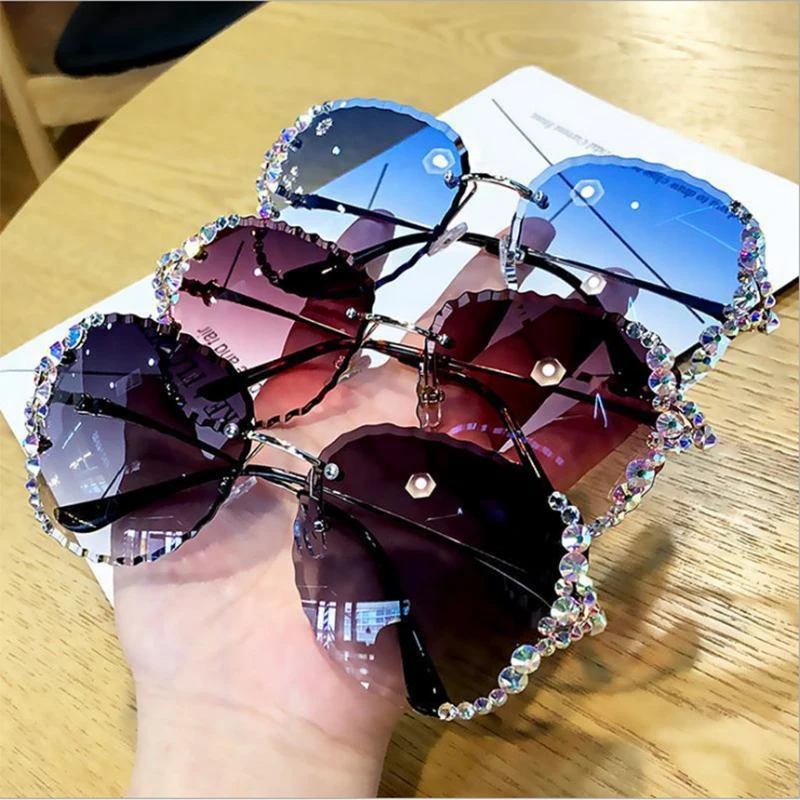 Sunglasses Glasses - Fashion Sunglasses Women Rimless 2023 De - Aliexpress