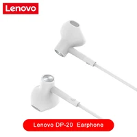 Lenovo-auriculares con cable DP20, dispositivo de audio HiFi con controlador Dual, intrauditivo con micrófono para teléfono móvil de 3,5mm