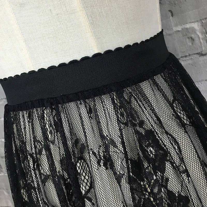 Lace underskirt medium long autumn and winter single layer guaze plus size half slip