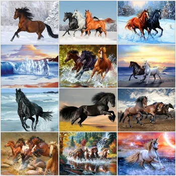 

Diamond Painting Horse Full Square Diamond Embroidery Animals Picture 5D Diy Mosaic Rhinestone Home Decoration