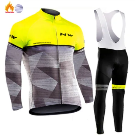 Pro NW Для мужчин с длинным рукавом Одежда для велоспорта Ropa Ciclismo Invierno Hombre зима Термальность флис Велоспорт Джерси комбинезон комплект - Цвет: 16