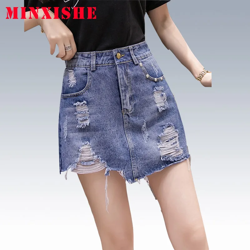 

skirts faldas mujer womens Autumn moda 2019 denim jeans mini short sexy skort streetwear plus size wrap jupe skirts womens femme