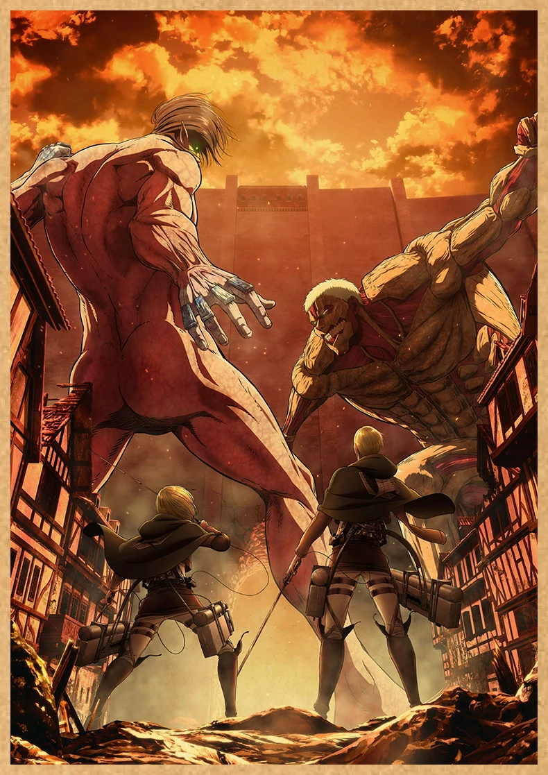 Attack on Titan Anime Poster Decor For Home Posters Room Wall Pictur Kraft Paper Retro And Prints Art Bar Cafe Stickers