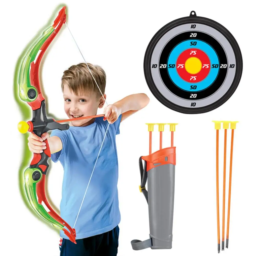 Children's Large Light Up Bow & Arrow Set Kids Archery Target Shooting Game Toys 
