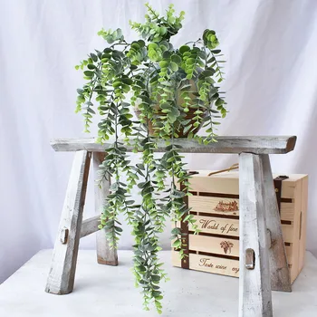 

American-Style Retro Wool of Green Plant Wall with Wood Artificial Eucalyptus Wall-Mounted Home Decoration Plastic Flowers