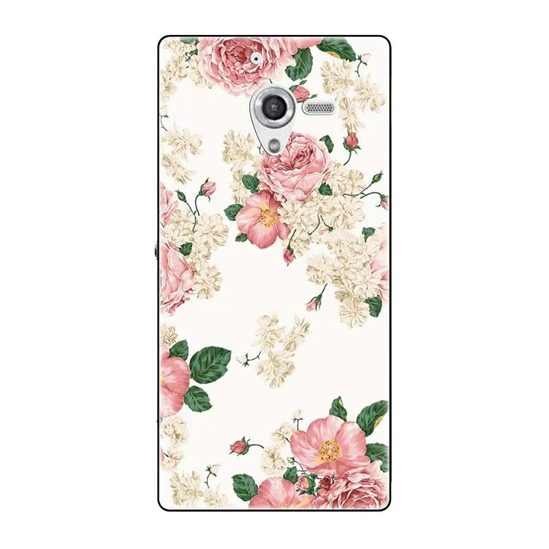 Мягкие чехлы для sony Xperia ZL непосредственный сбыт из L35H C6502 C6503 C6506 5," чехол с принтом(розы); волк милый чехол-крышка с узорами чехол для телефона чехол Fundas Para