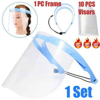 

Safety Face Shield Dental Protective Guard Dustproof 1 Frame+10 Clear Visors