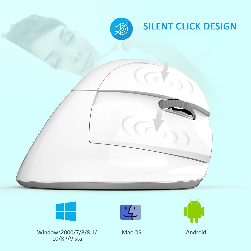 Delux M618 Mini Wireless Bluetooth Vertical Mouse Silent Optical Gaming Mause 2400DPI Ergonomic Rechargeable Computer Gamer 3