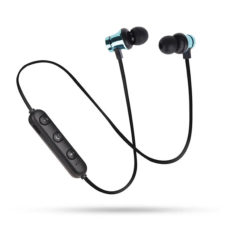 Blue Магнитные беспроводные Bluetooth наушники стерео водонепроницаемые спортивные наушники-вкладыши гарнитура наушники с микрофоном для iPhone samsung - Цвет: Blue