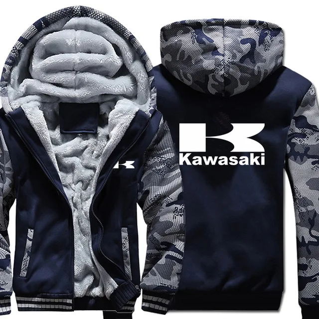 Для Kawasaki, моторные толстовки, зимняя камуфляжная куртка с рукавом, Мужская Флисовая мотоциклетная Толстовка для Kawasaki - Цвет: 6