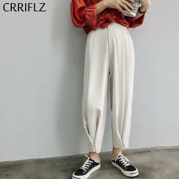 

2020 New Casual Solid Straight Pant Women Spring Loose Wild Mid Ankle Length Pant CRRIFLZ