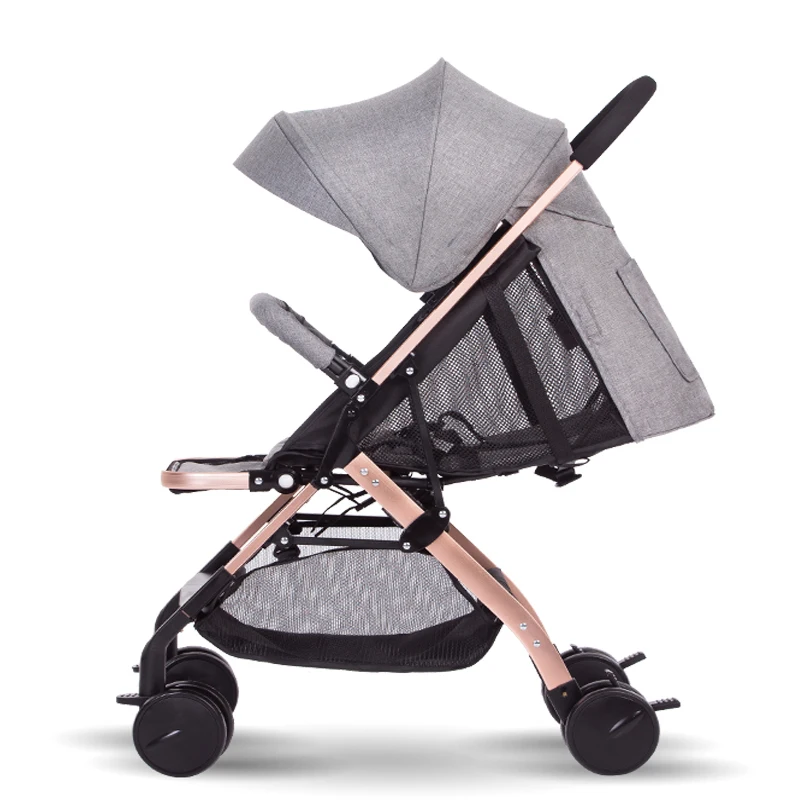 BETSOCCI коляска может сидеть на ультра-светильник портативный амортизирующий складной детский зонт тележка простая детская тележка - Цвет: Темно-серый
