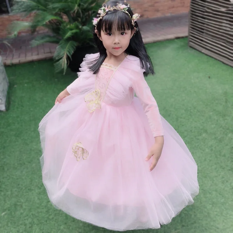 

0-12Yrs Girls Dress Long Sleeve Kids Embroider Party Vestidos Fancy Children Princess Dresses Kids Birthday Dress For Girl CL194
