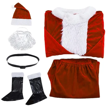 

Santa Claus Costume Christmas Santa Suit Gold Velvet Santa Suits for Adults Santa Costume Six Pieces