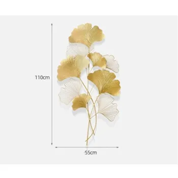 

Modern Chinese Ginkgo Leaf Wall Decor Iron Metal Sofa Background Wall Decor Living Room Dining Room Entrance Decor M3571