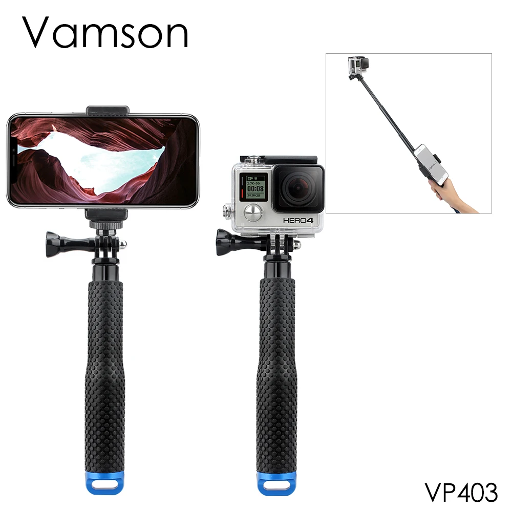 

Vamson for GoPro Hero 7 6 5 4 3 Aluminum Retractable Rod Selfie Stick Monopod Tripod Bracket for SJCM for Xiao Mi's Yi VP403