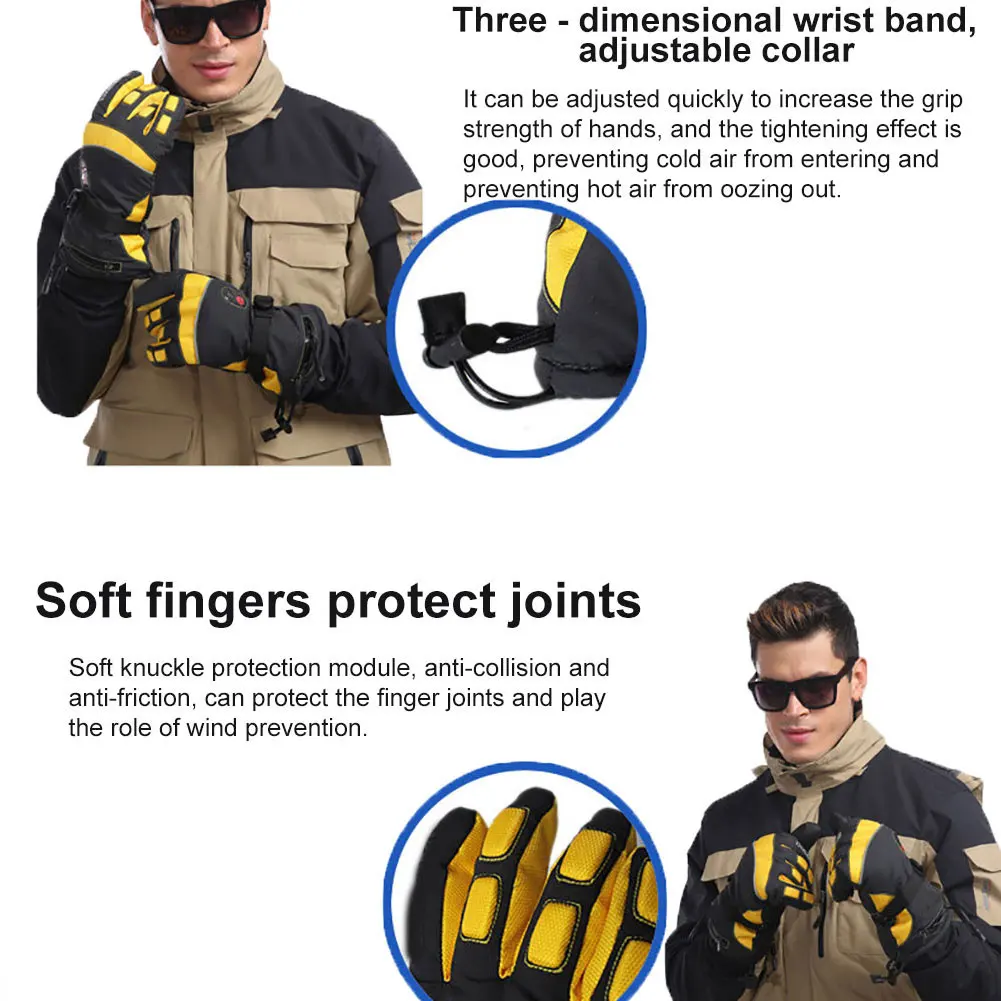 Водонепроницаемые зимние лыжные перчатки унисекс на батарейках, теплые перчатки с подогревом, интеллектуальные перчатки с контролем температуры